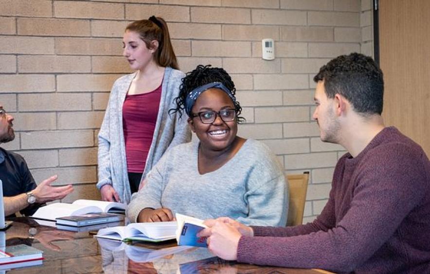 students talking